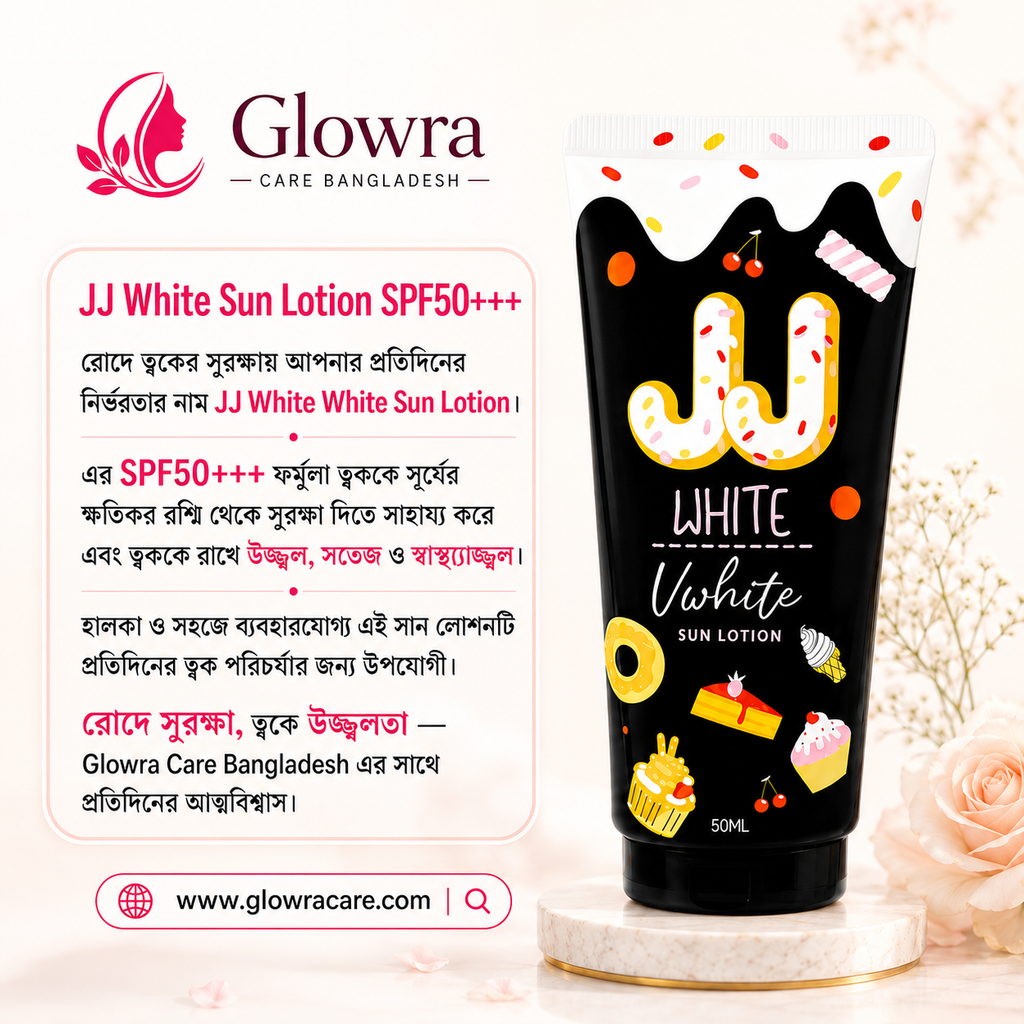 JJ White Sun Lotion SPF50+++ 50ml | Thai Sunscreen for UV Protection, Bright & Healthy Skin