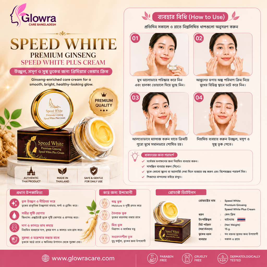 Speed White Premium Ginseng Speed White Plus Cream 15g | Ginseng Brightening & Moisturizing Thai Face Cream