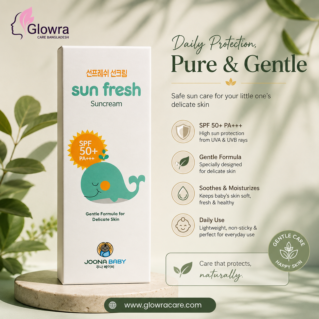JOONA BABY Sun Fresh Suncream SPF50+ PA+++ | Gentle Baby Sunscreen for Delicate Skin & UVA/UVB Protection
