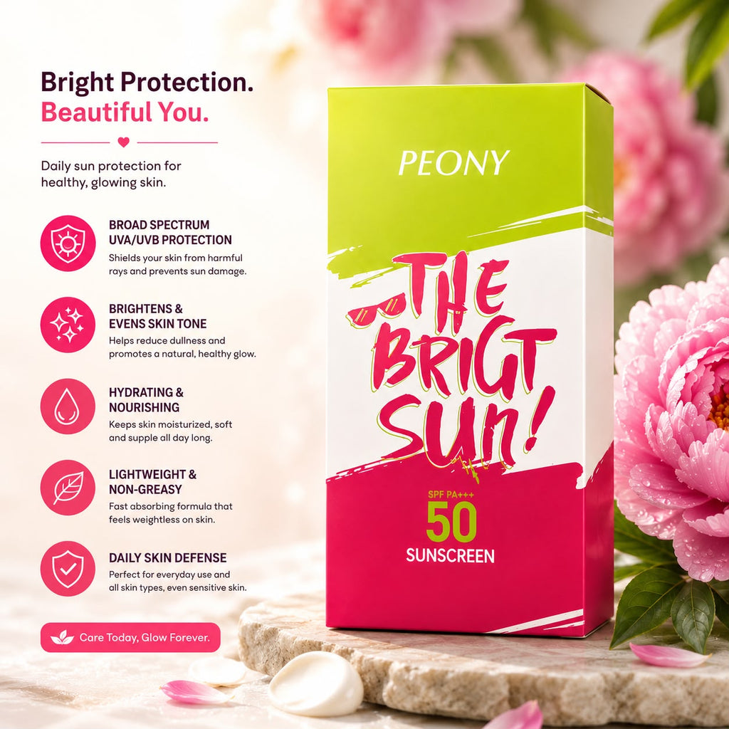 Peony The Bright Sun Sunscreen SPF50 PA+++ | Lightweight Thai Sunscreen for UVA/UVB Protection & Brightening Care